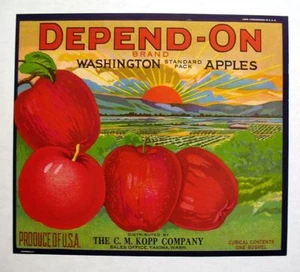 1920s Rare Depend-On Sunrise Apple Crate Label - Picture 1 of 1