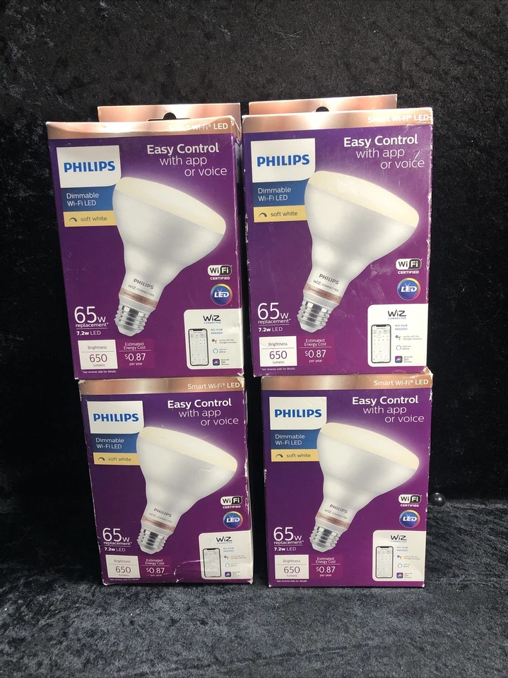 4 Philips Color And Tunable White BR30 LED 65W Equivalent Dimmable Smart NEW - Image 1 of 1
