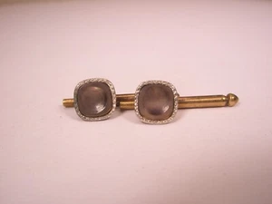 SINGLES(2) 5/16" Gray Squares MOP Vintage Formal Tuxedo Prom Shirt Stud c249 - Picture 1 of 5