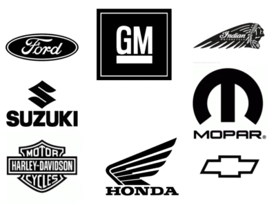 Harley Davidson, GM, Chevy, Ford, Mopar, Honda, Indian, Suzuki Logo - Paquete de 2 Foto 1 de 4
