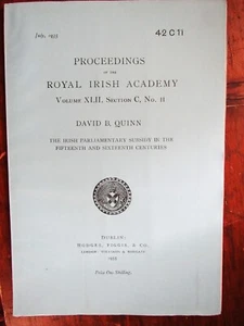 1935 David Quinn. The Irish Parliamentary Subsidy in the Fifteenth and Sixteenth - Picture 1 of 1