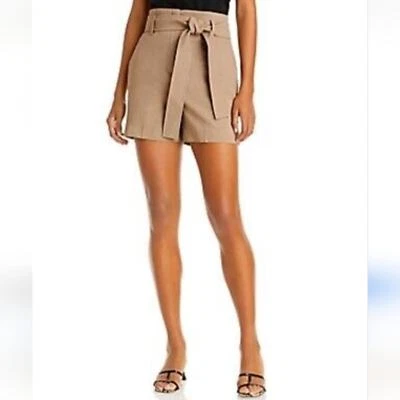 Pantalones Cortos THEORY Cinturón Mezcla Lino Guijarro TAN  Foto 1 de 4