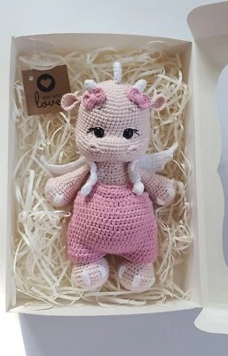 Handmade Toys Crochet Animal Baby Dragon Doll Amigurumi Dinosaur Baby Gift - Image 1 of 4