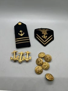 Uniforme Naval de los Estados Unidos Segunda Guerra Mundial parche rayas águila oficial Jacob Reed botón Marina - Imagen 1 de 9