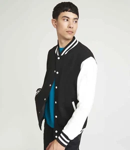 New AWDis Varsity  Letterman College Jacket Black Small 34" - Picture 1 of 1