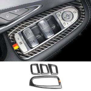 Window Lock Lift Panel Trim Frame 4X For 2016-21 Mercedes-Benz GLC Carbon Fiber - Picture 1 of 9