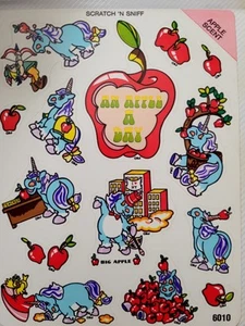 Vintage BJ Apple Sticker Scratch N Sniff 6" Sheet - RARE & HTF - Picture 1 of 1