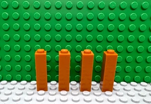 Lego 4 Dark Orange 1x1x3 Wall Pillar Column Brick Block castle NEW - Picture 1 of 1