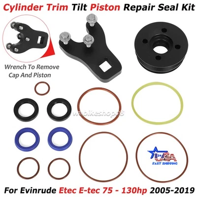 For Evinrude Etec E-tec 75-130hp Trim Tilt Seal Kit 2005-2019 W End Cap #5008985 - Image 1 of 4