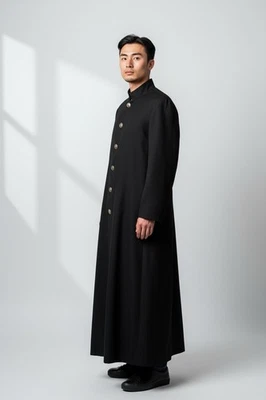 Vintage International Male Priest Cassock Inspired Goth Coat Matrix Unisex Sm - Image 1 of 4