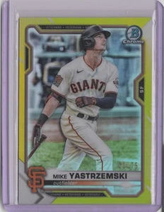 2021 Bowman Chrome Yellow Refractors #79 Mike Yastrzemski 01/75 - Picture 1 of 2