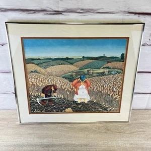 Josip Generalic Harvest Print Folk Art Croatian Art Farming Wheat - Picture 1 of 12