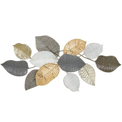 HOMCOM Modern Wall Art with Leaf Design, Metal Hanging Decoration - Image 1 of 4
