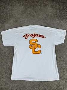 VINTAGE South California Trojans Camicia Uomo Extra Large Bianco Giallo Y2K - Foto 1 di 10