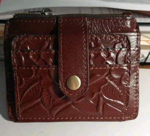 NEW Patricia Nash Cassis Rose Tooled Leather Card Case Wallet in British Tan NWT - Picture 1 of 4