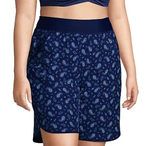 Lands End Blue Paisley Swim Board Shorts Lined Plus Size 22W New - Picture 1 of 14