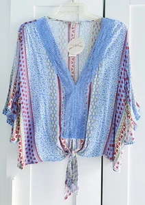 NWT Gypsies & Moondust Women's Crop Top Size XL Floral Boho Cottage Peasant Farm - Picture 1 of 4