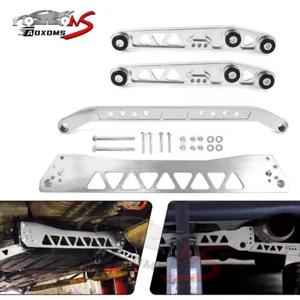Silver Rear Lower Control Arm+ Subframe Brace + Tie Bar for Honda Civic EG 92-95 - Picture 1 of 13