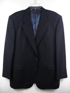 YVES SAINT LAURENT YSL FRANCE MENS 44 R BLAZER SUIT NAVY BLUE GREY STRIPE WOOL - Picture 1 of 10
