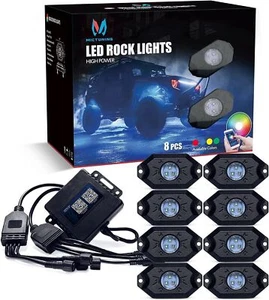 Under Car Light Kit RGB LED Rock Lights 8 Pods Contrôleur Bluetooth - Incroyable ! - Photo 1/13
