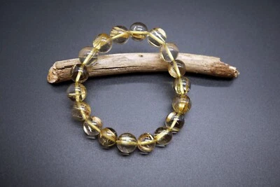 Pulsera Cuarzo Rutilado Oro Natural Cuarzo Rutilado 11mm Alta Calidad Foto 1 de 4