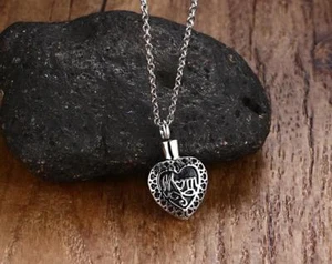 Collar colgante conmemorativo urna de cremación corazón de titanio corazón mamá corazón - Imagen 1 de 5