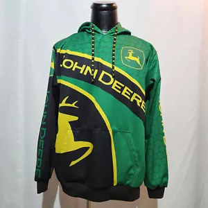John Deere Mens Hoodie Sweatshirt Pullover Sweater Trademark Logo Size Medium - Foto 1 di 7