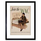 Vintage Ad War WW2 USA Join Wac Women Typewriter Equality Framed Print