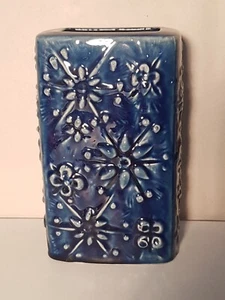 1970s West German  Blue Textured Vase Floral Design 263-21 - Picture 1 of 12