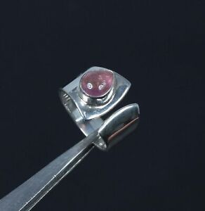 925 Solid Sterling Silver Pink Tourmaline Ring-7 US F412