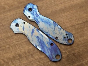 Flamed LABRADORITE engraved Titanium scales for Spyderco Para 3 - Picture 1 of 3