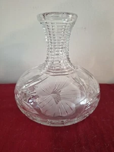 American Brilliant Cut Glass Carafe Decanter Vase Step Cut Neck Daisy Floral - Picture 1 of 20