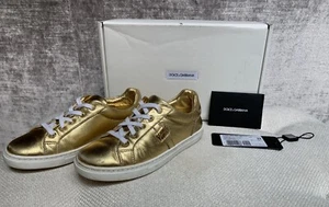 Dolce And Gabana Tennis Shoes Sneakers Gender Neutral Gold Size 32 - Picture 1 of 11