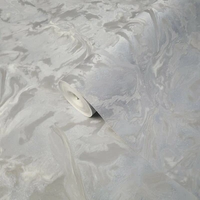 Shimmer gray silver metallic textured plain faux silk fabric modern Wallpaper 3D - Image 1 of 4