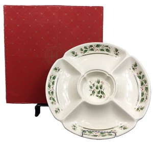 Plato vegetal Royal Limited Holly Holiday 12,5” Chip Dip Japón May Dept caja original - Imagen 1 de 7