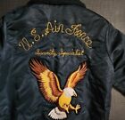 70’s Vintage US Air Force Chainstitched Satin Bomber Jacket Size Large