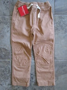 NEW Hanna Andersson 110 5 Cotton Pants Reinforced Knee Elastic Drawstring Brown - Picture 1 of 9
