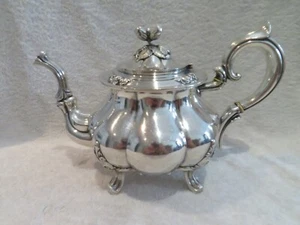 19th c French 950 silver large potbellied tea pot hazelnut finial - Bild 1 von 11
