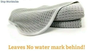 Waffle Weave Grey Matter Microfiber Drying Cleaning Towel Auto Detailing Glass - Picture 1 of 6