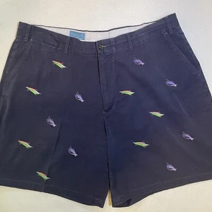 Castaway Nantucket Shorts Fly Fishing Lure Embroidered Blue Mens Size 42 Fish - Picture 1 of 12