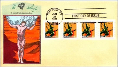 Scott 3520 10 Cents Atlas Pugh Hand Painted FDC Plate # Coil 14/20 - Image 1 of 2