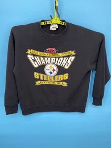 Vintage Pittsburgh Steelers Sweatshirt Herren L Schwarz Made In USA Lee 90s 1996 Sweater - Bild 1 von 11