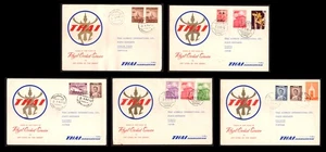 THAILANDIA - 1960 SELEZIONATO THAI INTERNATIONAL AIRWAYS PRIMO VOLO COVER 5nos - Foto 1 di 4