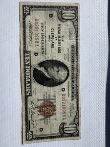 1929 $10 Federal Reserve Banknote Cleveland, OH Brown Seal - Picture 1 of 6