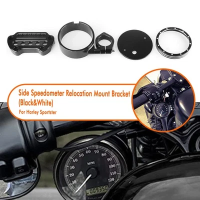 Side Speedometer Mount Bracket+Indicator Handlebar Riser For Harley Sportster FA - Imagem 1 de 4