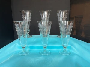 6 MCM Anchor Hocking AHC3 Pilsner Glasses Boopie Shape Circles & Bands - Picture 1 of 5