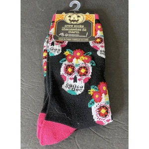 Day of the Living Dead Halloween Crew Socks Size 5-9 Dia De Los Muertos NEW - Picture 1 of 2