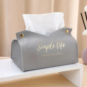 PU Leather Tissue Box Holder Decorative Storage for Home Living Room Hotel Car - Picture 1 of 4
