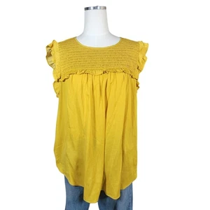LOFT Womens XL Mustard Yellow Sleeveless Blouse - Picture 1 of 8