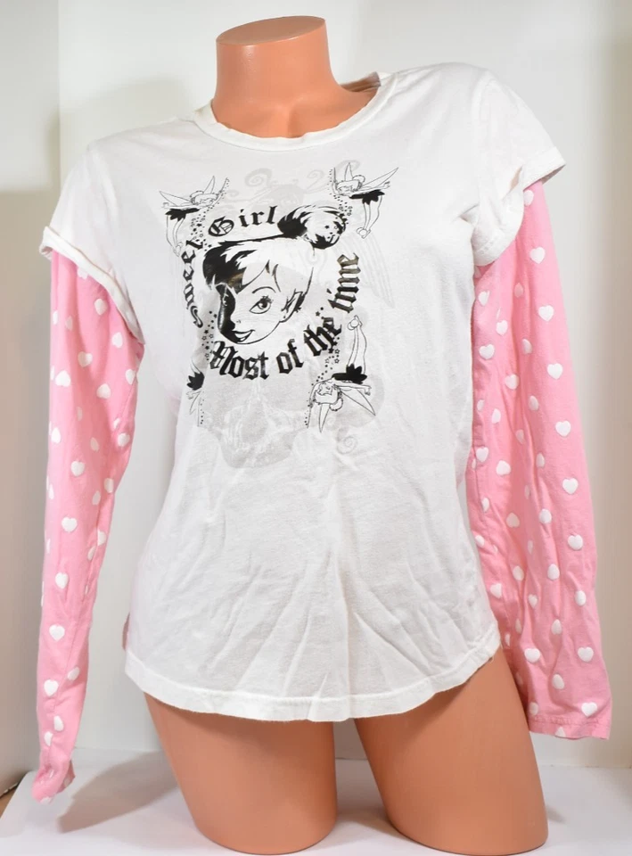 Junior Girl White & Pink Long Sleeve Tinker Bell Shirt  Size Jr 2X (19) - Image 1 of 4